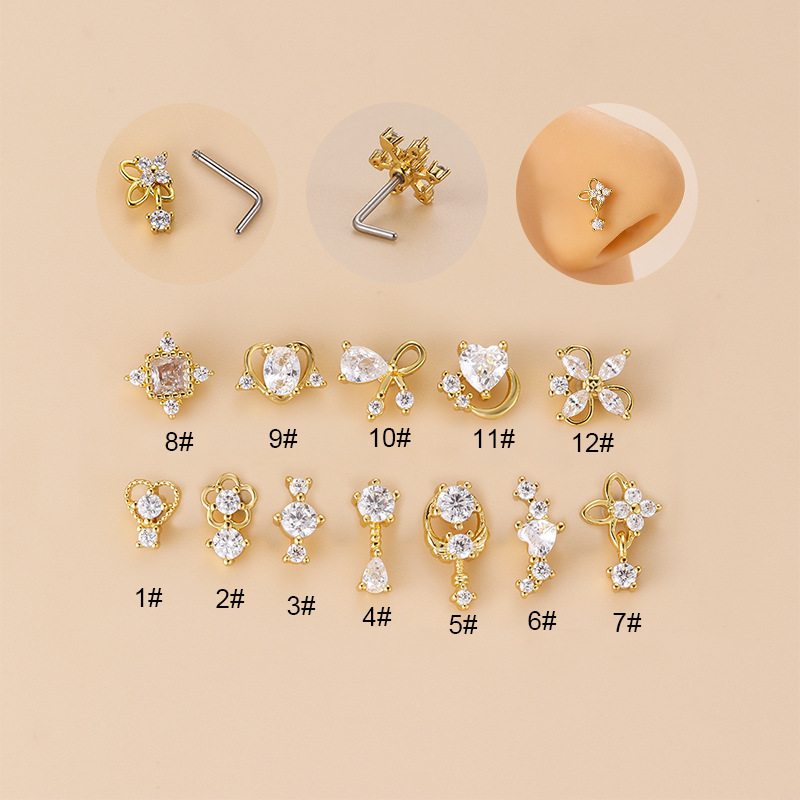 20G L-Shaped Cubic Zircon Nose - Body Jewelry Nose Ring recension och pris