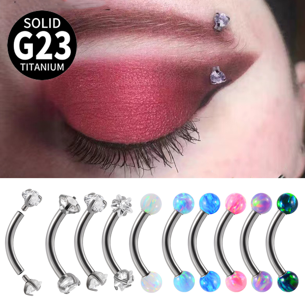 1PC G23 Titanium CZ Internally - Eyebrow Curved Barbell recension och pris