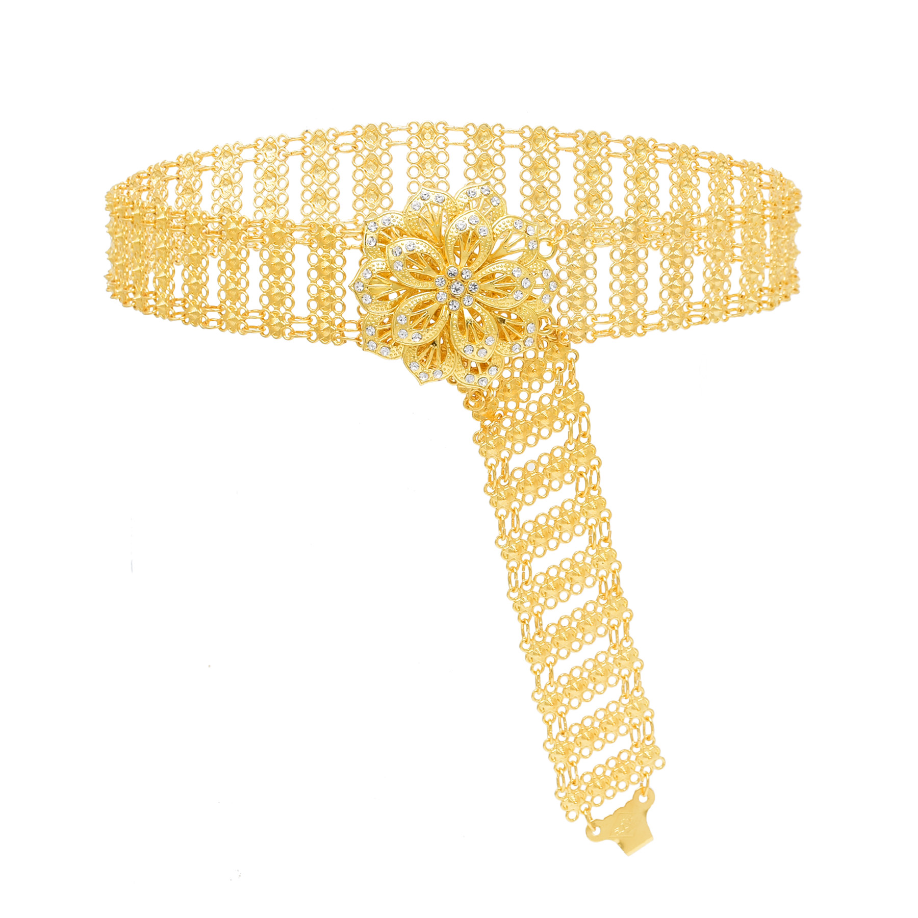Golden Metal Big 3D Flower Cha - Body Jewelry Indian recension och pris