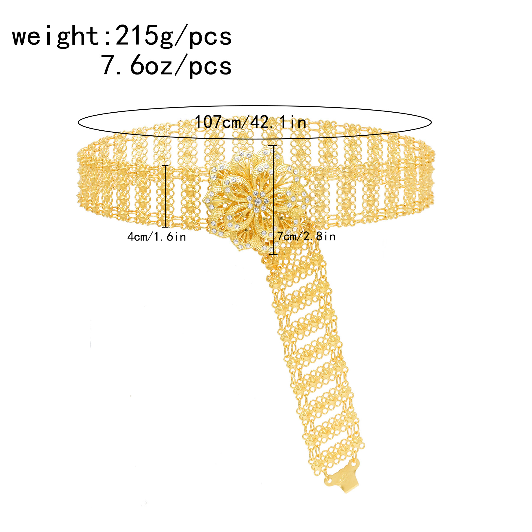 Golden Metal Big 3D Flower Cha - Body Jewelry Indian recension och pris