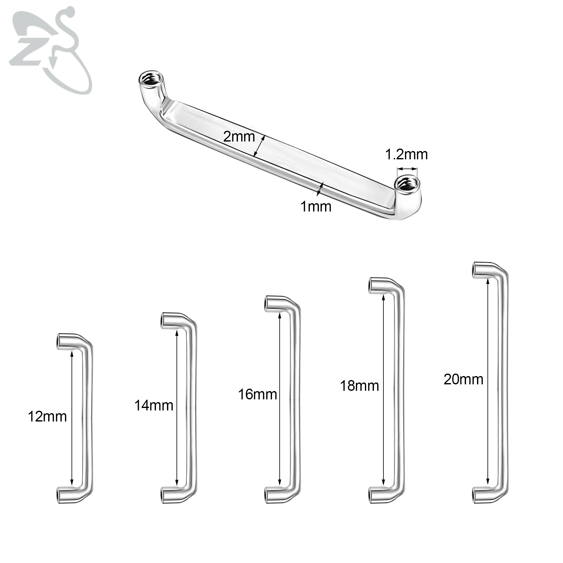 ZS 1PC 16G G23 Titanium Vertic - Body Jewelry Dermal recension och pris