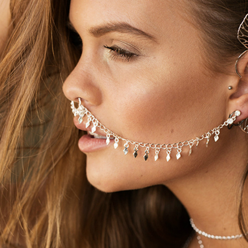 Nose Ring Chain, Hanging Disc  - Body Jewelry Indian recension och pris