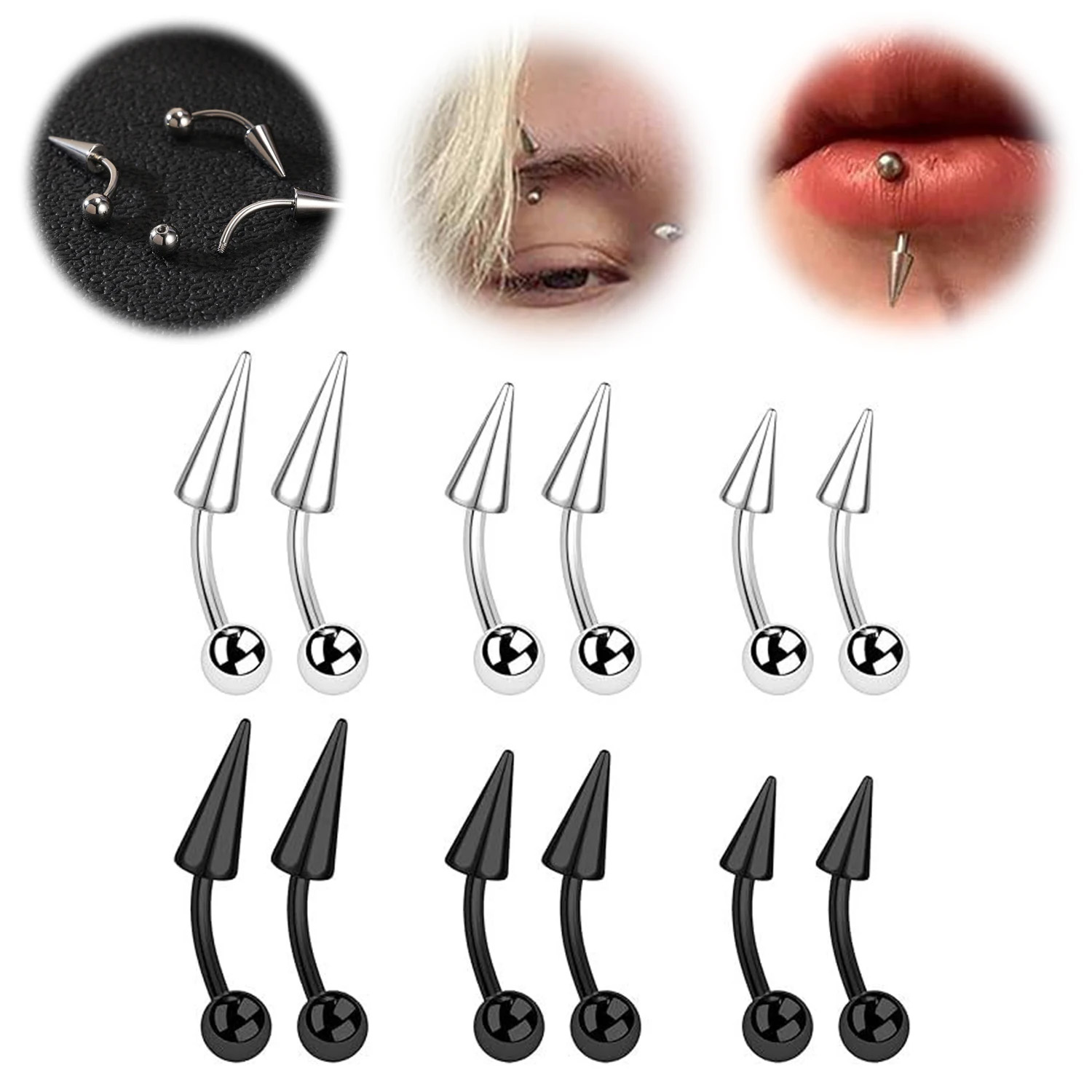 1PC 16G Long Spike Bridge Stai - Eyebrow Curved Barbell recension och pris