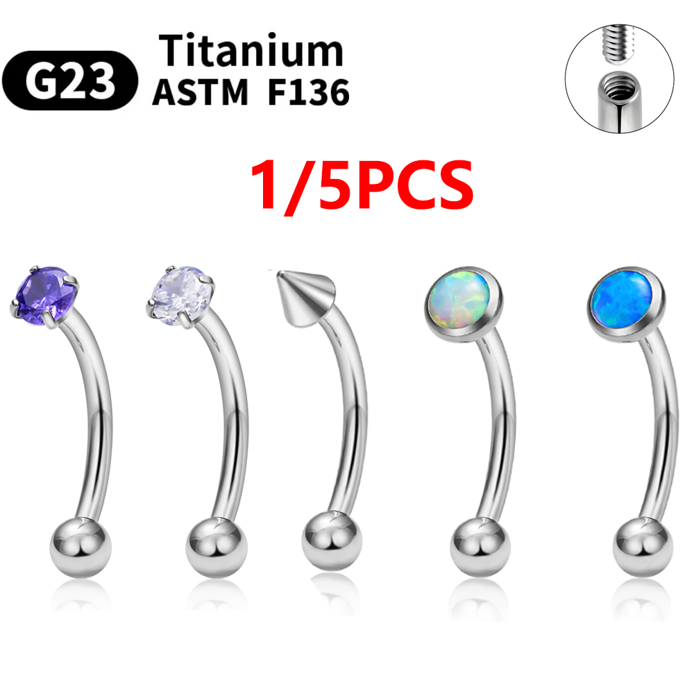 1/5PCS ASTM F136 Titanium Inte - Eyebrow Curved Barbell recension och pris