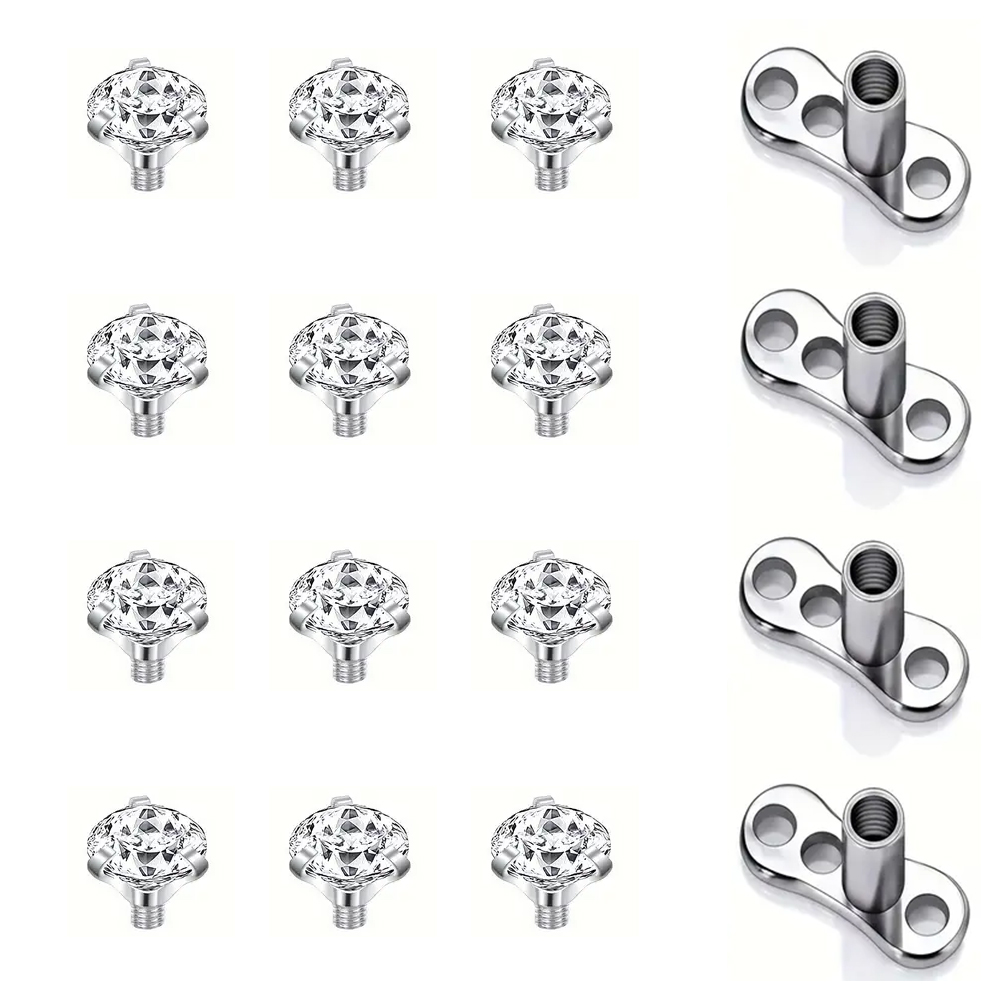 16PCS Crystal Zircon Dermal An - Body Jewelry Dermal recension och pris