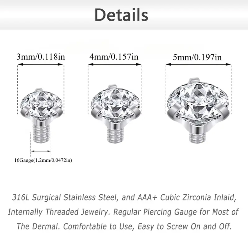 16PCS Crystal Zircon Dermal An - Body Jewelry Dermal recension och pris